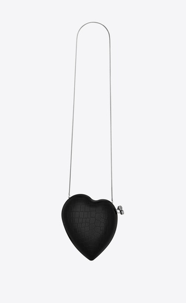 LOVE Box Bag nera in coccodrillo stampato